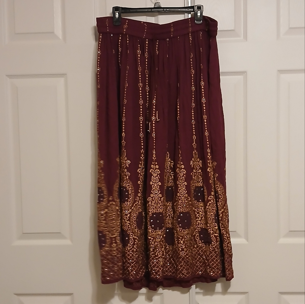 Monroe & Main Skirt Sequin Maxi Boho Peasant Hippie Folk Flowy Indie Festival XL